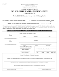 Document preview: Form MVR-27WH Application for an Nc Wildlife Habitat Foundation License Plate - North Carolina