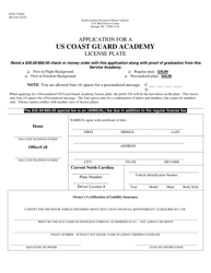 Document preview: Form MVR-27MAC Application for a US Coast Guard Academy License Plate - North Carolina