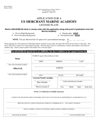 Document preview: Form MVR-27MAM Application for a US Merchant Marine Academy License Plate - North Carolina