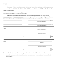 Form MVR-92D Indemnity Bond (N.c. General Statute 20-76) - North Carolina, Page 2