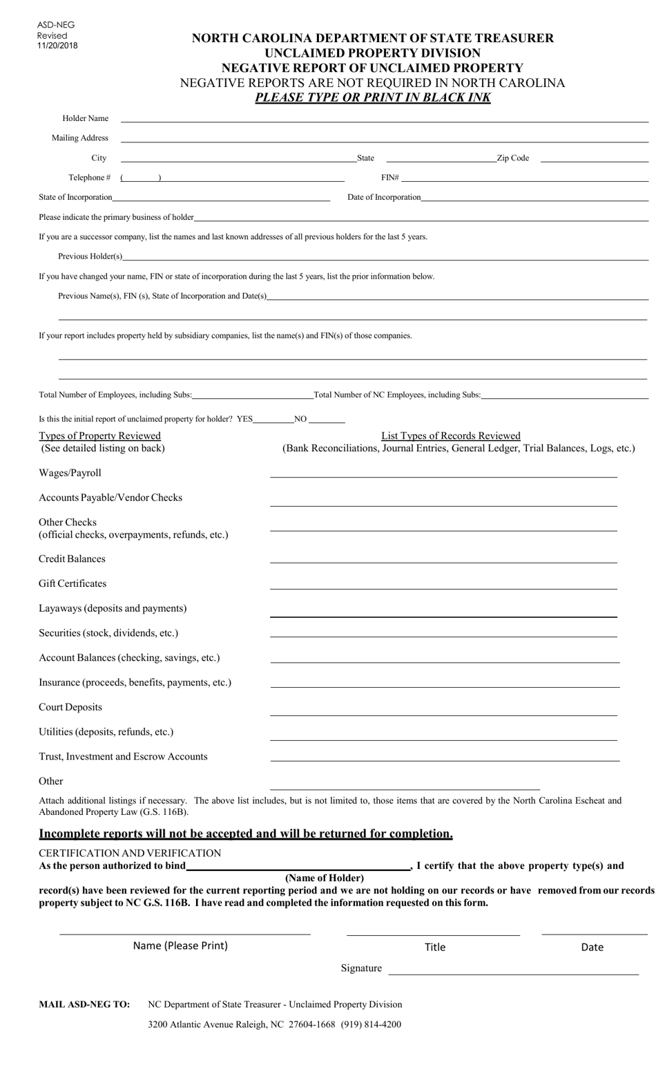 Asd Form.pdf Form ASD-NEG - Fill Out, Sign Online and Download Printable PDF, North ...