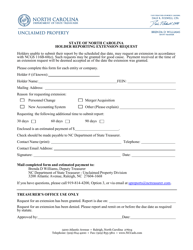 Document preview: Holder Reporting Extension Request Form - North Carolina