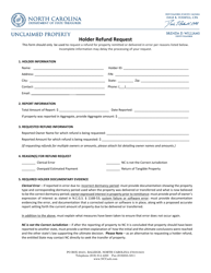Holder Refund Request Form - North Carolina