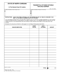 Document preview: Form AOC-A-122 Transmittal of Funds Withheld for Child Support - North Carolina
