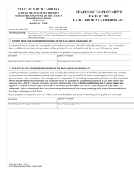 Document preview: Form AOC-A-116 Status of Employment Under the Fair Labor Standards Act - North Carolina