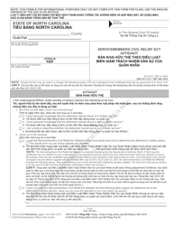 Document preview: Form AOC-G-250 VIETNAMESE Servicemembers Civil Relief Act Affidavit - North Carolina (English/Vietnamese)
