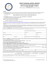 Form AOC-A-133 Application for Employment - North Carolina