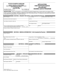 Document preview: Form AOC-A-166 Application for Participation in Voluntary Shared Leave Program - North Carolina