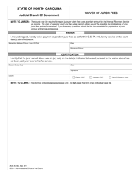 Document preview: Form AOC-A-183 Waiver of Juror Fees - North Carolina