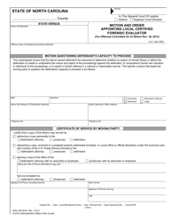 Form AOC-CR-270A Motion and Order Appointing Local Certified Forensic Evaluator (For Offenses Committed on or Before Nov. 30, 2013) - North Carolina