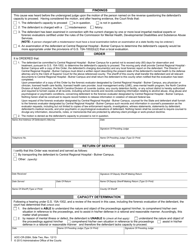 Form AOC-CR-208A Motion and Order Committing Defendant to Central Regional Hospital - Butner Campus for Examination on Capacity to Proceed (For Offenses Committed on or Before Nov. 30, 2013) - North Carolina, Page 2