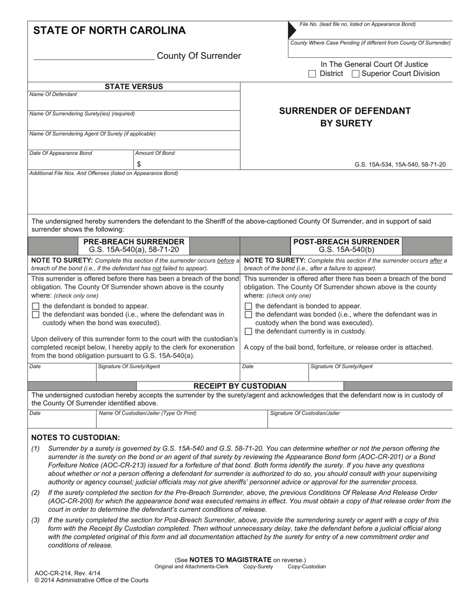 Form Aoc Cr 214 Fill Out Sign Online And Download Fillable Pdf North Carolina Templateroller 1064