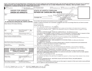 Document preview: Form AOC-CR-217 SPANISH Order for Arrest - North Carolina (English/Spanish)