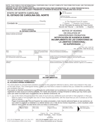 Form AOC-CR-220 Notice of Hearing on Violation of Unsupervised Probation - North Carolina (English/Spanish)