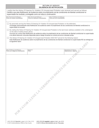 Form AOC-CR-220 Notice of Hearing on Violation of Unsupervised Probation - North Carolina (English/Spanish), Page 4
