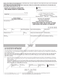 Form AOC-CR-220 VIETNAMESE Notice of Hearing on Violation of Unsupervised Probation - North Carolina (English/Vietnamese)