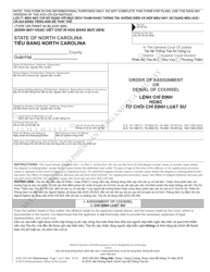 Document preview: Form AOC-CR-224 Order of Assignment or Denial of Counsel - North Carolina (English/Vietnamese)