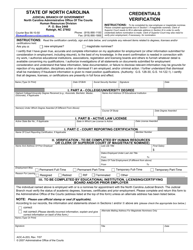 Document preview: Form AOC-A-203 Credentials Verification - North Carolina