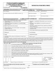 Form AOC-A-191 Separation From Employment - North Carolina