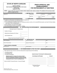 Document preview: Form AOC-A-213 Prior Approval and Reimbursement for Refreshments at Meetings - North Carolina