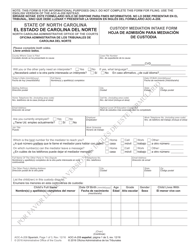 Document preview: Form AOC-A-208 Custody Mediation Intake Form - North Carolina (English/Spanish)