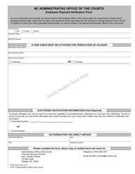 Document preview: Form AOC-A-224 Employee Payment Verification Form - North Carolina