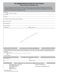Document preview: Form AOC-A-225 Vendor Payment Verification Form - North Carolina