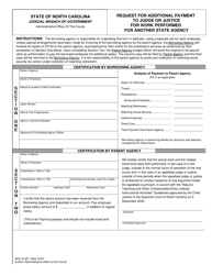 Form AOC-A-227 &quot;Request for Additional Payment to Judge or Justice for Work Performed for Another State Agency&quot; - North Carolina