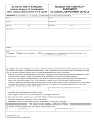 Document preview: Form AOC-A-230 Request for Temporary Assignment of Judicial Department Vehicle - North Carolina