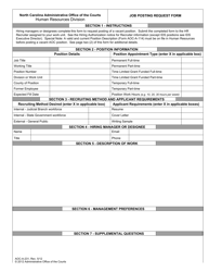 Form AOC-A-231 Job Posting Request Form - North Carolina