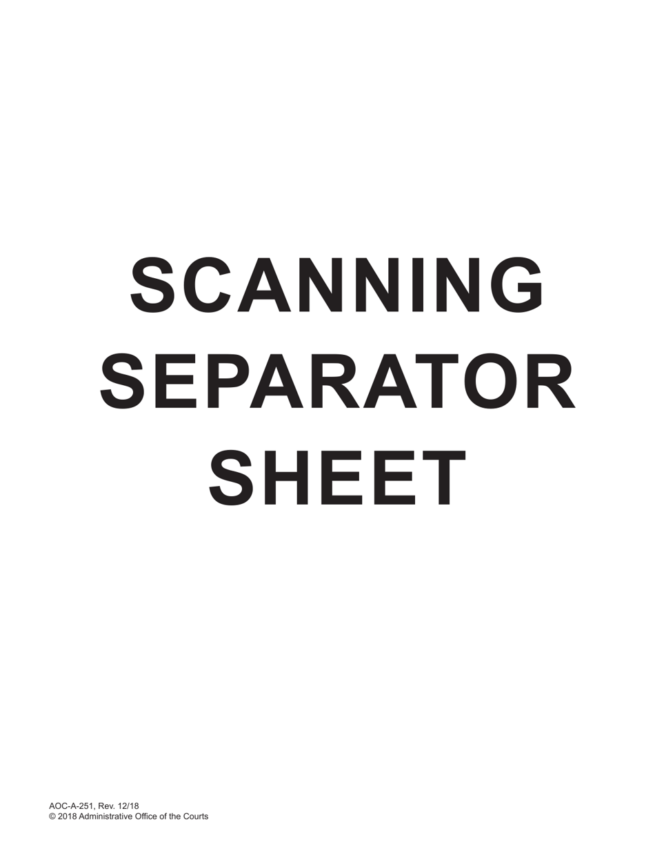 Form AOC-A-251 Scanning Separator Sheet - North Carolina, Page 1
