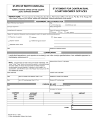 Form AOC-A-43 Statement for Contractual Court Reporter Services - North Carolina