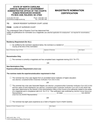 Document preview: Form AOC-A-913 Magistrate Nomination Certification - North Carolina