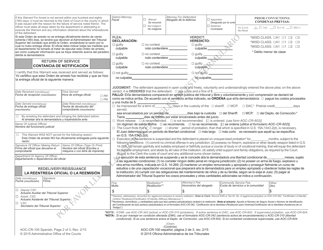 Form AOC-CR-100 SPANISH Warrant for Arrest - North Carolina (English/Spanish), Page 2