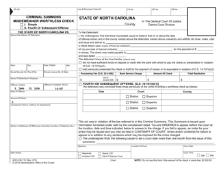 Form AOC-CR-115 Criminal Summons Misdemeanor Worthless Check - North Carolina, Page 3