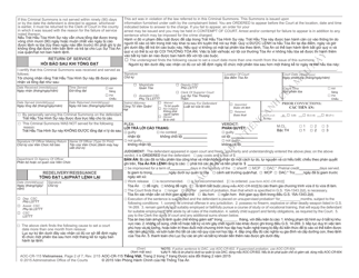 Form AOC-CR-115 VIETNAMESE Criminal Summons Misdemeanor Worthless Check - North Carolina (English/Vietnamese), Page 2