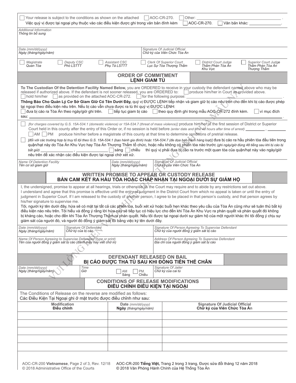 Form AOC-CR-200 VIETNAMESE - Fill Out, Sign Online and Download ...