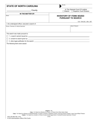 Document preview: Form AOC-CR-206 Inventory of Items Seized Pursuant to Search - North Carolina