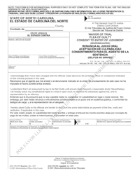 Document preview: Form AOC-CR-202 SPANISH Waiver of Trial Plea of Guilty Consent to Entry of Judgment (Misdemeanors) - North Carolina (English/Spanish)