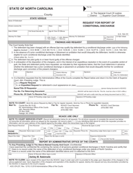 Document preview: Form AOC-CR-237 Request for Report of Conditional Discharge - North Carolina