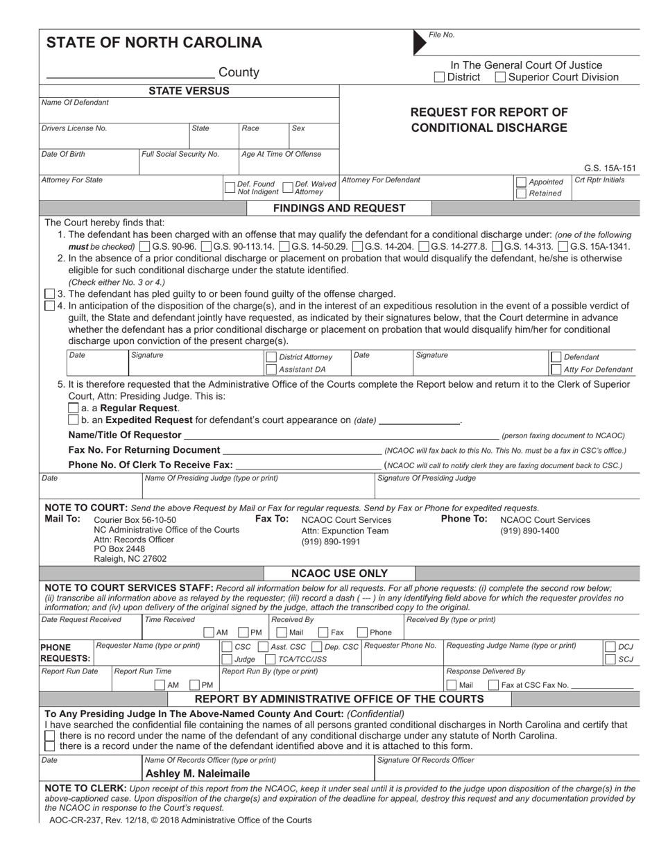 Form AOC-CR-237 - Fill Out, Sign Online and Download Fillable PDF ...