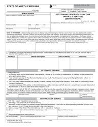 Form AOC-CR-263 Petition and Order of Expunction Under G.s. 15a-147(A) (Identity Theft) - North Carolina
