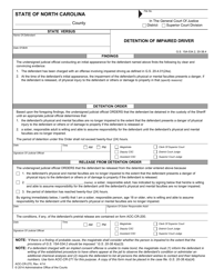 Document preview: Form AOC-CR-270 Detention of Impaired Driver - North Carolina