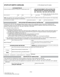 Document preview: Form AOC-CR-280 Law Enforcement Application for Verification of Expunction Under G.s. 15a-145.4, 15a-145.5, or 15a-145.6 - North Carolina