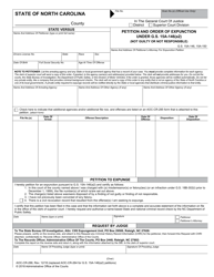 Document preview: Form AOC-CR-288 Petition and Order of Expunction Under G.s. 15a-146(A2) (Not Guilty or Not Responsible) - North Carolina