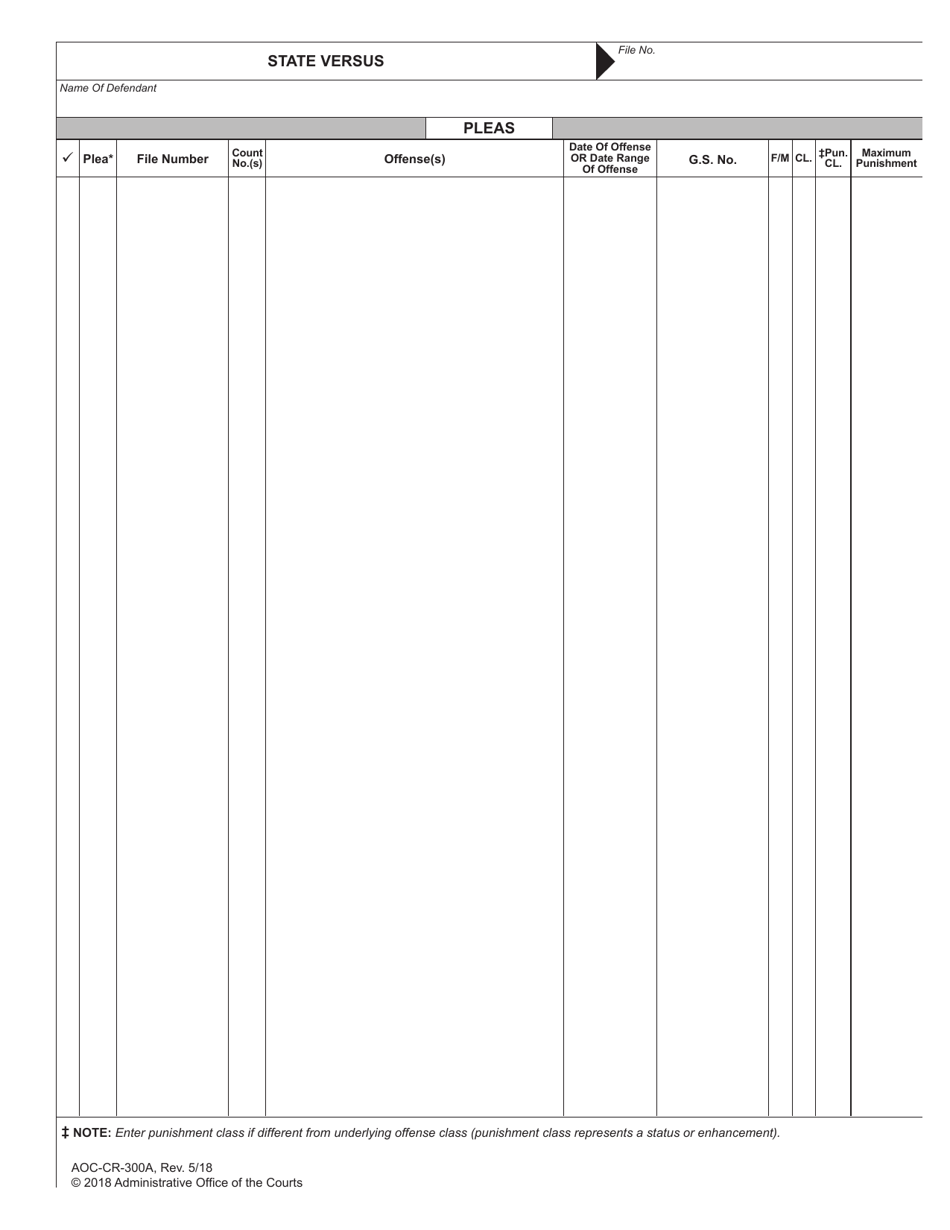 Form AOC-CR-300A - Fill Out, Sign Online and Download Fillable PDF ...