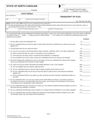 Document preview: Form AOC-CR-300 Transcript of Plea - North Carolina