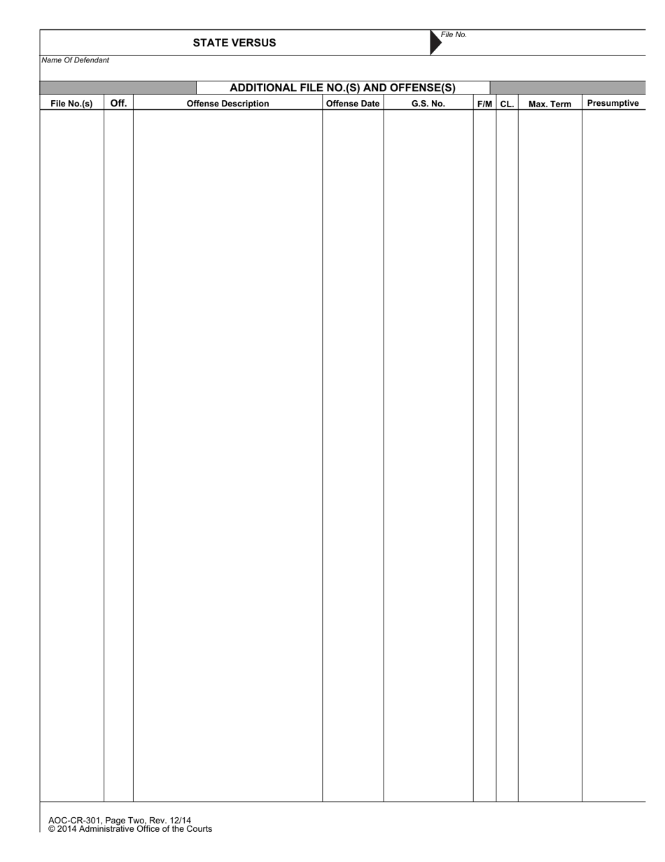 Form AOC-CR-301 Judgment and Commitment - North Carolina, Page 3