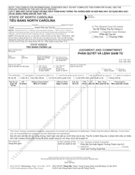 Form AOC-CR-301 Judgment and Commitment - North Carolina (English/Vietnamese)
