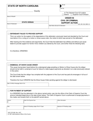 Document preview: Form AOC-CR-308 Order in Civil or Criminal Support Action - North Carolina